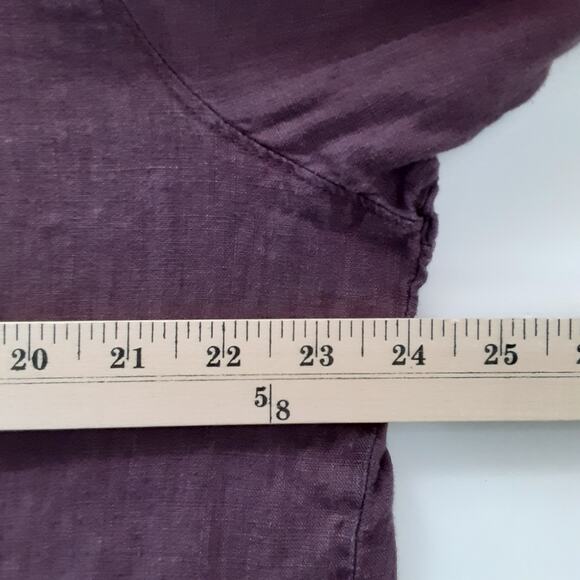 Kolby 100% Linen Button Down Shirt Collared Eggplant Purple Mens XL Sustainable - Picture 8 of 10
